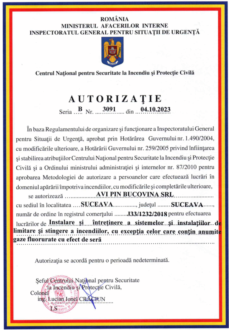 Autorizatie hidranti