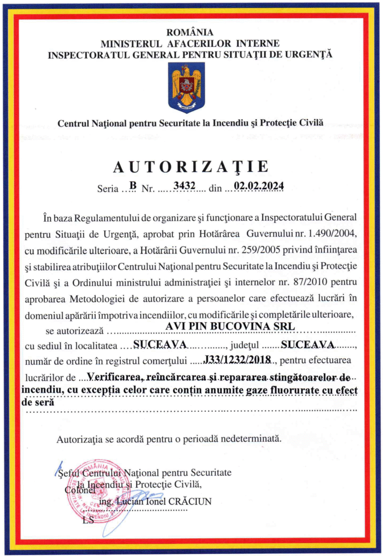 Autorizatie stingatoare